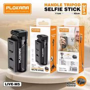 PLOKAMA LIVE-M5 extendable selfie stick tripod with Bluetooth remote

