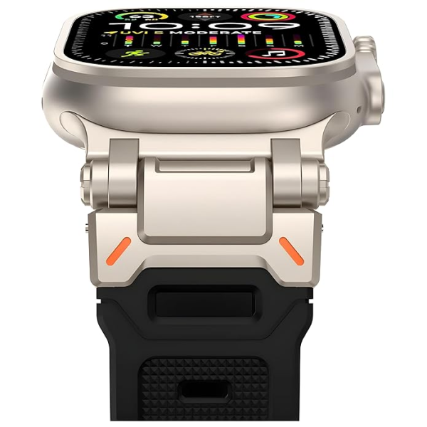 Apple Watch Armor Strap FKM Rubber – Black on Wrist