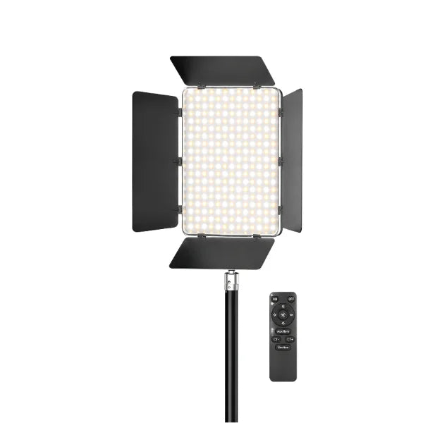 Plokama W12 30W LED video panel light with barndoors and remote