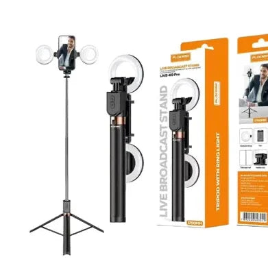 Plokama Live P10 Pro selfie stick tripod with LED lights
