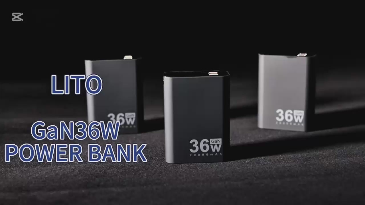 Load video: LITO LP02 GAN 36W Fast Charging 20000mAh High Capacity Power Bank