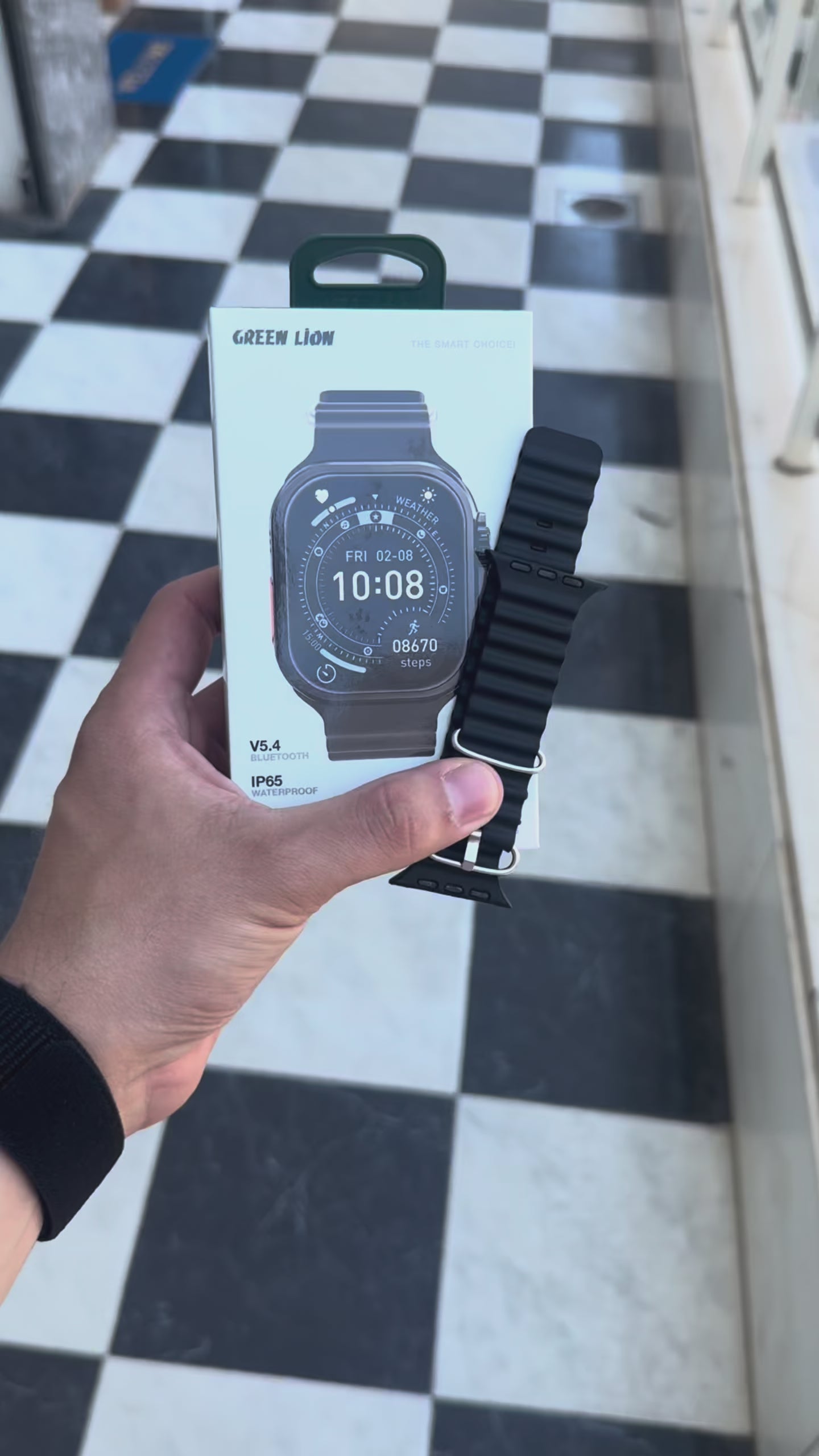 Load video: Ultra Lite 49mm Smart Watch Green Lion