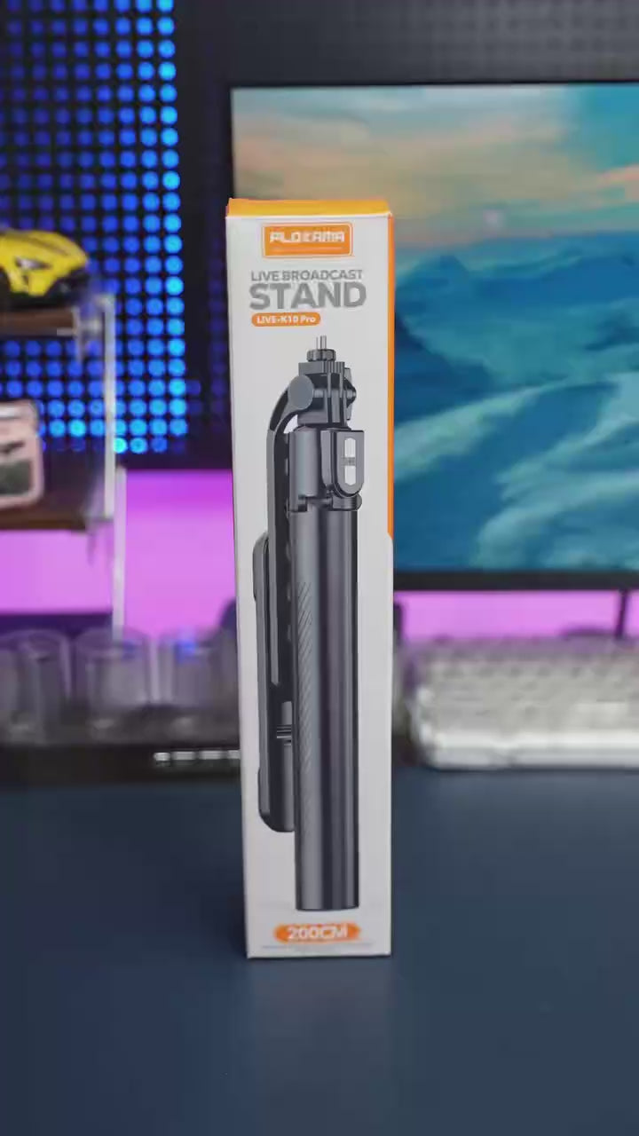LED Selfie Stick Portable Tripod 200cm Plokama Live K10 Pro