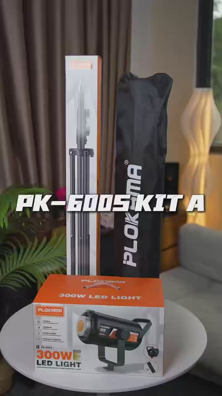 Load video: Video Light Kit 300Watt – Adjustable LED Plokama PK-600s