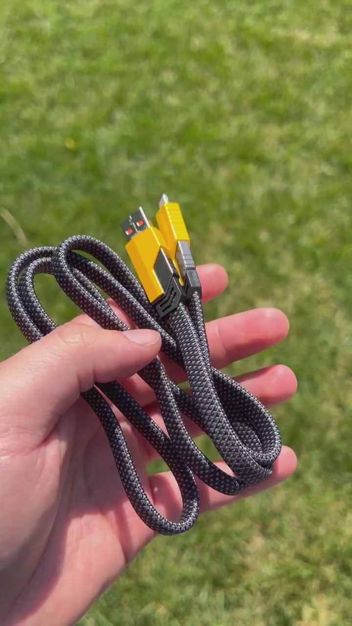 Load video: 4-in-1 USB-C Charger Cable 65W – Fast Charging &amp; Data Sync