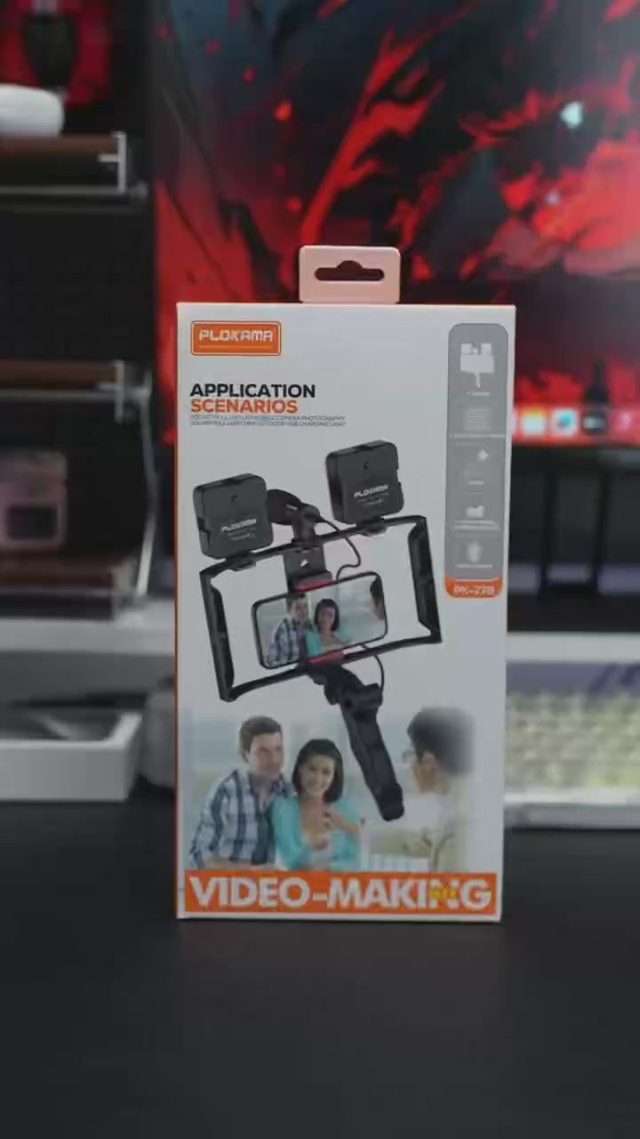 Load video: Plokama Video-Making Kit PK-778 – Tripod, Dual LED Lights, Mic &amp; Remote for Vlogging