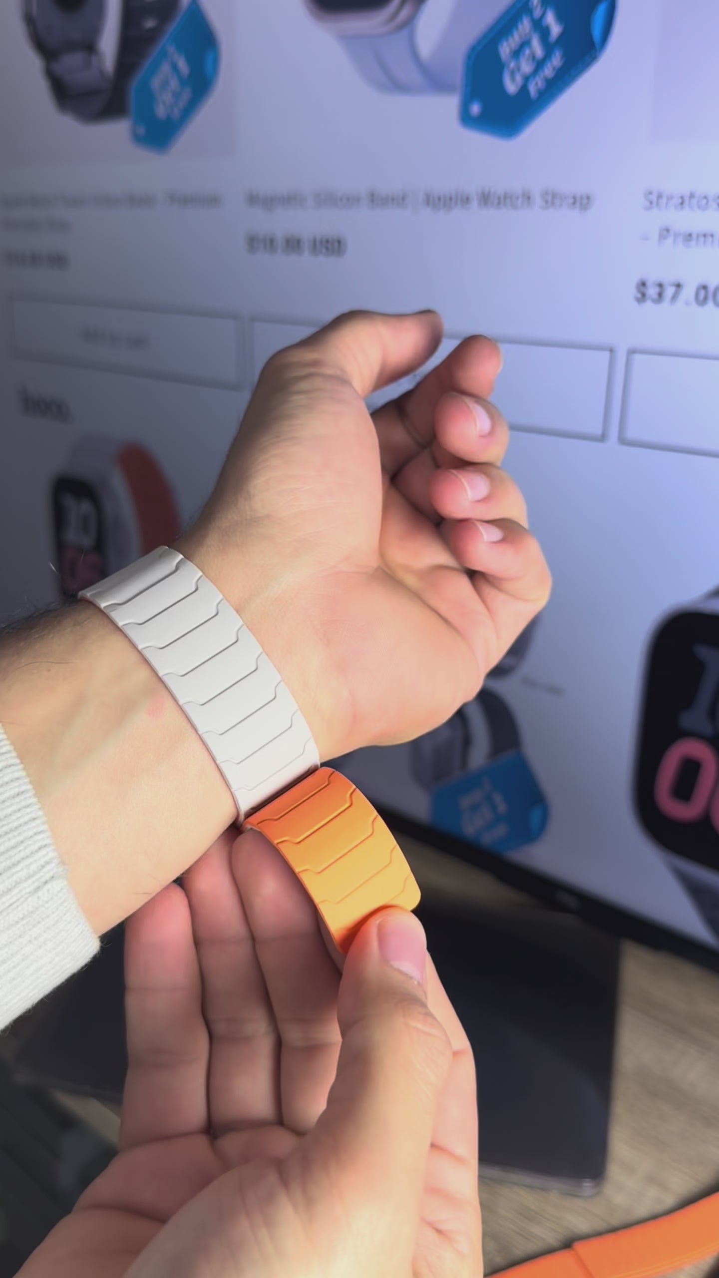 Load video: Hoco WA39 Magnetic Silicone Strap for Apple Watch | Flex Series