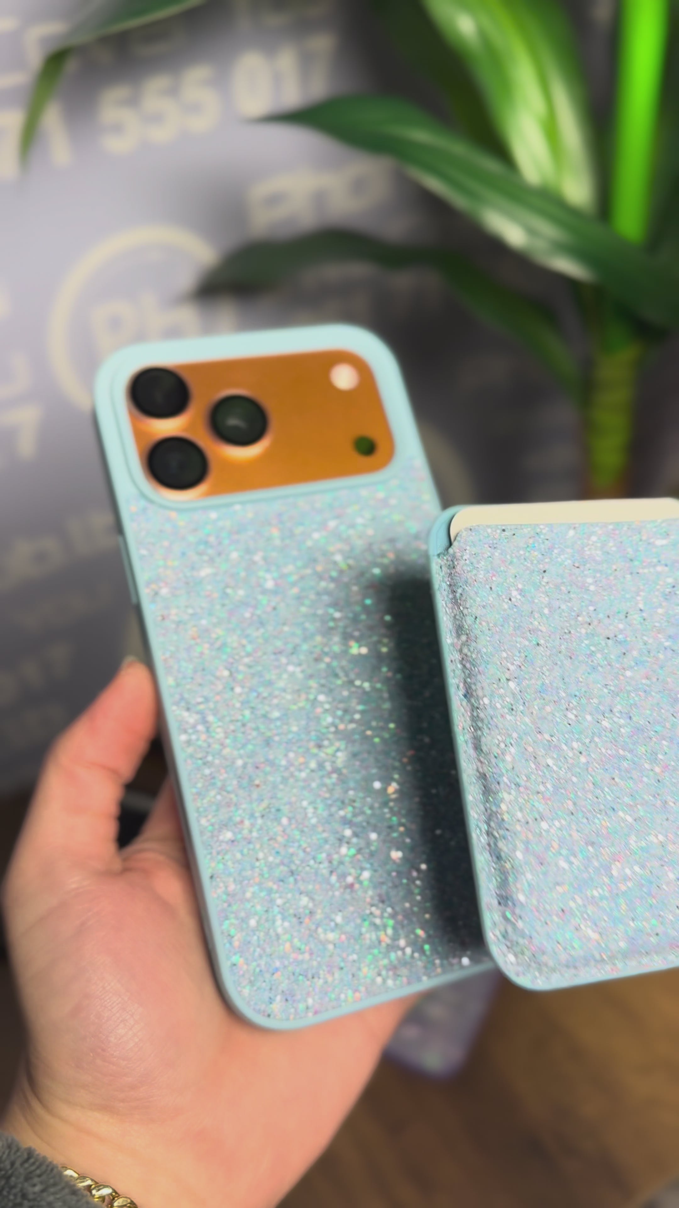 Glitter MagSafe Case with Magnetic Wallet