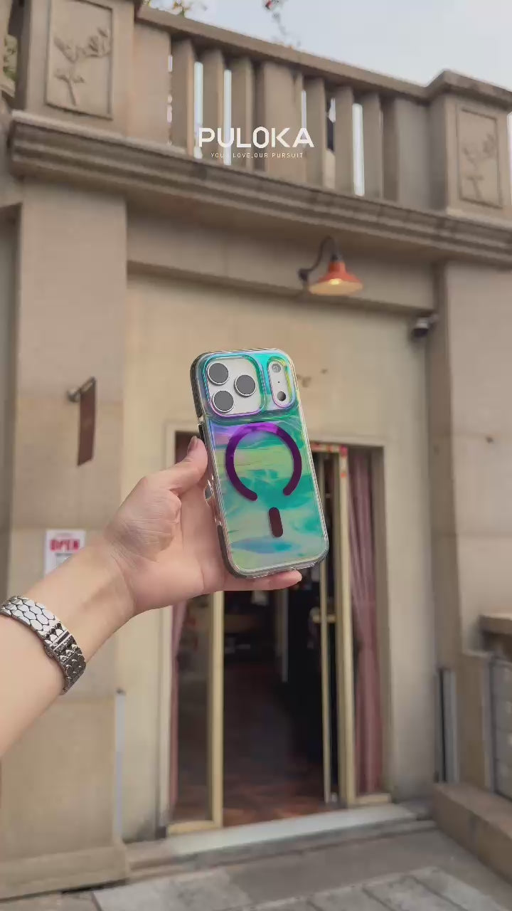 Load video:  PULOKA iridescent IMD case color-shift effect demo