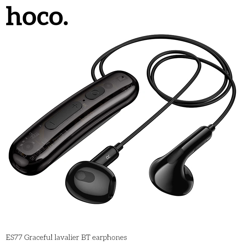 Close-up of HOCO ES77 wireless microphone earphone.
