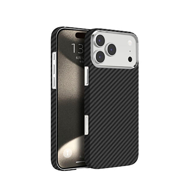 Knit Black Carbon Fiber MagSafe Case for iPhone 17 – Sleek Slim Protection