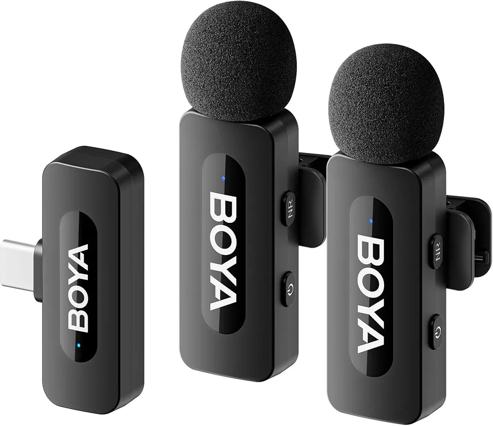BOYA BY-V20 dual USB-C wireless microphone system front view