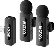 BOYA BY-V20 dual USB-C wireless microphone system front view