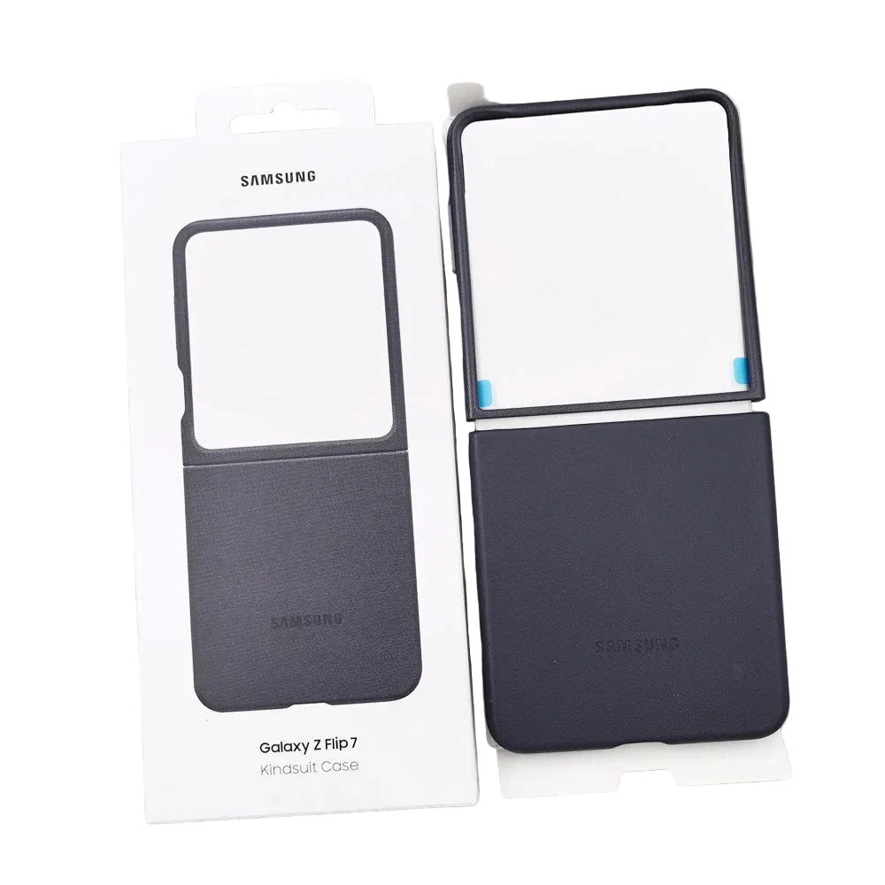 Kindsuit Z Flip 7 leather case texture and fold detail