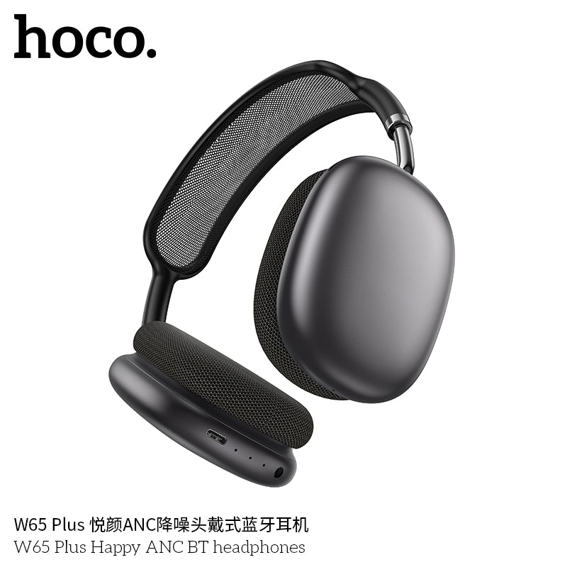 Hoco W65 Plus ANC Over-Ear Headphones – Bluetooth 5.4, 45 h Playtime, Active Noise Canceling