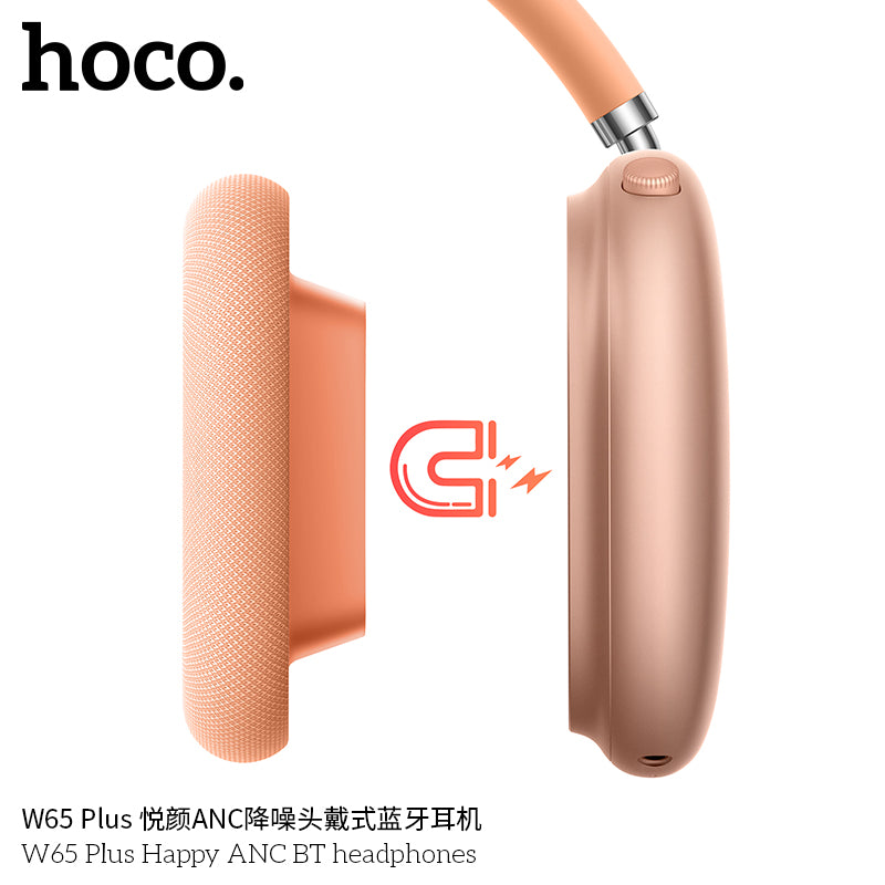 Hoco W65 Plus ANC Over-Ear Headphones – Bluetooth 5.4, 45 h Playtime, Active Noise Canceling