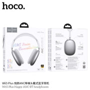 HOCO W65 Plus ANC headphones front view on ears