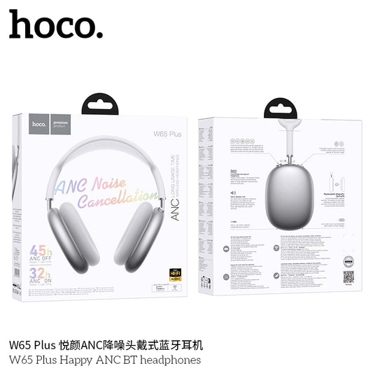 Hoco W65 Plus ANC Over-Ear Headphones – Bluetooth 5.4, 45 h Playtime, Active Noise Canceling