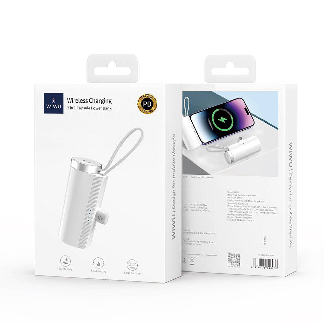 WiWU WI-W026 Capsule C-Type Mobile Power Bank 2-in-1